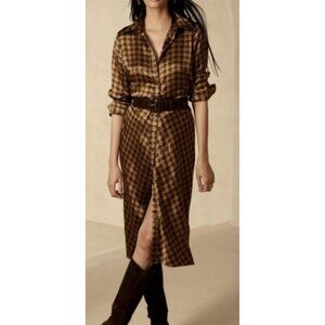 BANANA REPUBLIC Enchant Silk Shirtdress XXS BR Geo Print Dress #444359